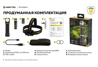 Фонарь Armytek Elf C2 Max LR USB-C Белый