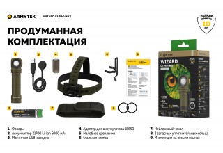 Фонарь Armytek Wizard C2 Pro Max Olive Белый