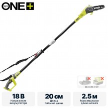 Высоторез цепной RYOBI OPP1820 (без батареи) система ONE +