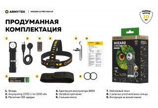Фонарь Armytek Wizard C2 Pro Max Magnet USB LR