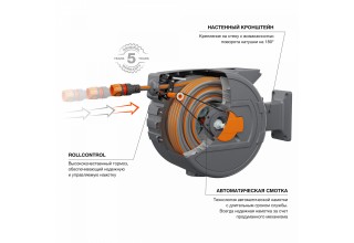 Катушка автоматическая со шлангом Auto Reel x25 и набором для полива DAEWOO DWR 3050