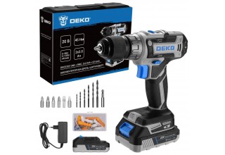 Дрель-шуруповерт аккумуляторная DEKO DKCD20V ONE + SET 63