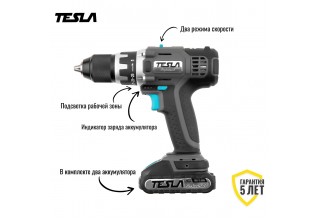 Дрель-шуруповерт аккумуляторная TESLA TCD182DC