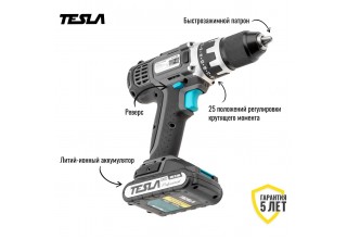 Дрель-шуруповерт аккумуляторная TESLA TCD182DC