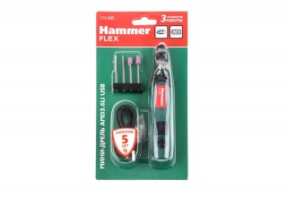 Гравер аккумуляторный Hammer Flex AMD3.6Li USB с набором