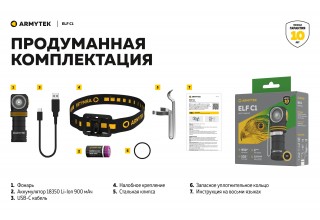 Фонарь Armytek Elf C1 USB-C Теплый