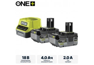 Аккумулятор (2) с зарядным устройством RYOBI RC18120-240X система ONE +
