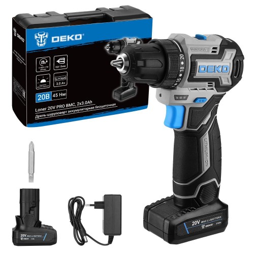 Дрель-шуруповерт аккумуляторная DEKO Loner 20V PRO 085-1010