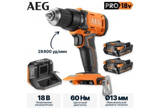 Дрель-шуруповерт ударная аккумуляторная AEG BSB18G4-202C