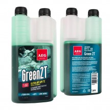 Масло бездымное синтетическое для 2-х тактных двигателей AEG Green HP 2T API TC дозатор
                              зеленое (1л)