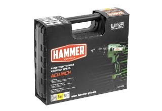 Дрель-шуруповерт аккумуляторная ударная Hammer ACD16CH