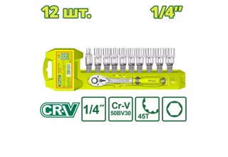 Набор торцевых головок с трещоткой 1/4 " DYLLU DTST4212 (12 шт.)