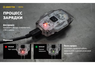 Фонарь Armytek Crystal USB-C Серый
