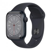 Умные часы Apple Watch Series 8 41 мм MNP53 (алюминиевый корпус, полуночный/полуночный, спортивный силиконовый ремешок)