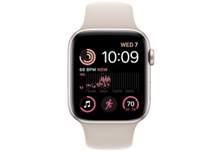 Умные часы Apple Watch Series SE Gen 2 44 мм (алюминиевый корпус, звездный свет/звездный свет, спортивный силиконовый ремешок) (M/L) MNTE3LL/A