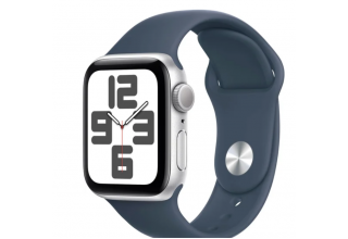 Умные часы Apple Watch SE 2 40 мм (алюминиевый корпус, серебристый/грозовой синий, спортивный силиконовый ремешок S/M)