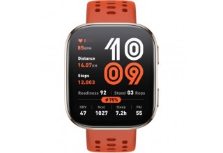 Умные часы Amazfit Bip 6 (титановый, с оранжевым силиконовым ремешком)