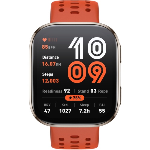 Умные часы Amazfit Bip 6 (титановый, с оранжевым силиконовым ремешком)