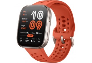 Умные часы Amazfit Bip 6 (титановый, с оранжевым силиконовым ремешком)