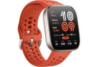 Умные часы Amazfit Bip 6 (титановый, с оранжевым силиконовым ремешком)