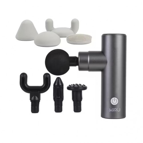 Перкуссионный массажер Miru BM-18 (8 насадок, серый)